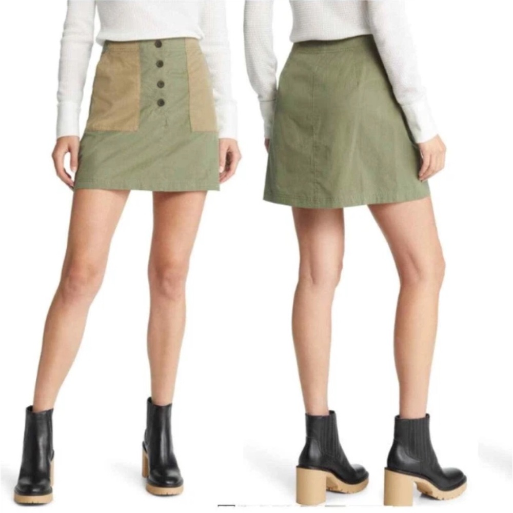 Treasure & Bond Green and Beige Mini Skirt Size 1X